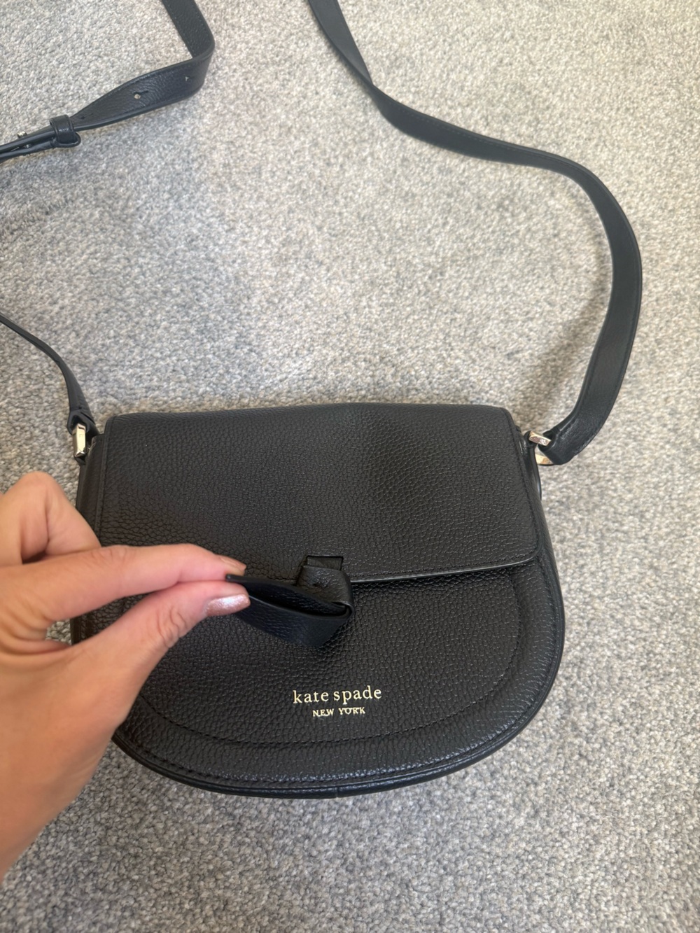 kate spade Black Pebbled Leather Messenger Bag
